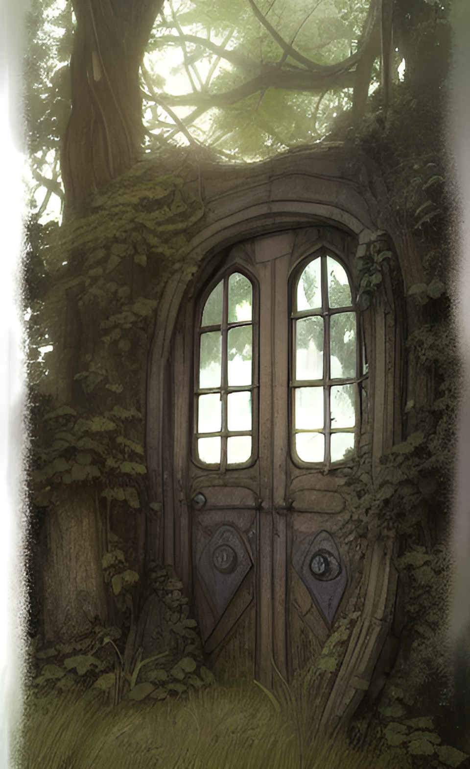 15 old doors in the forest (set)