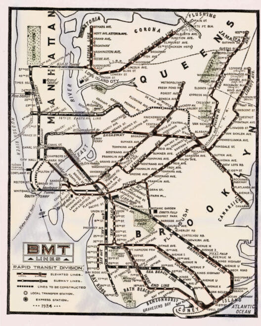 Map of the NYC subways and elevated system, 1924 | Tentaclii